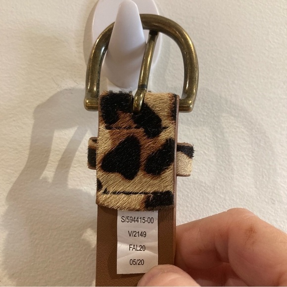 GAP Sz S/M Leopard Print Pony  Hair Leather Belt - Picture 4 of 8